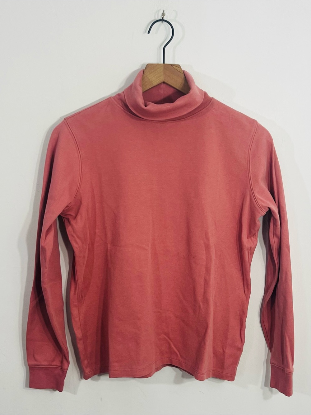 L.L. Bean Muted Pink Long Sleeve Pullover Turtleneck Cotton Size Small Casual
